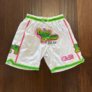 Madison White Shorts with Black Text